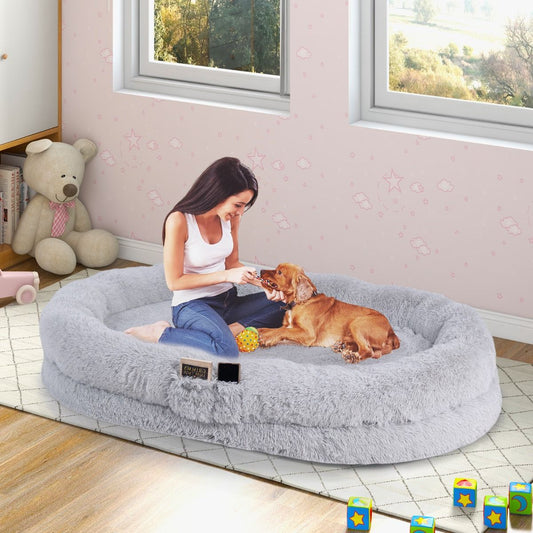 Letto per Cani Umani Con Coperta Rimovibile Cuscino Morbido Presente, Letto Pelo Finto Lavabile Adatto a Persone E Animali 2 Colori